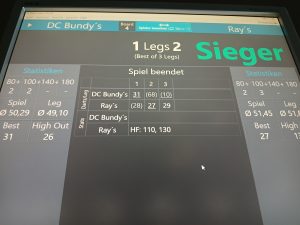 Endergebnis 2:1 für Matze mit 130er und 110er Finishes.